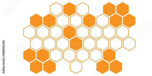 simple orange outline and fill honeycomb pattern art for banner poster background.