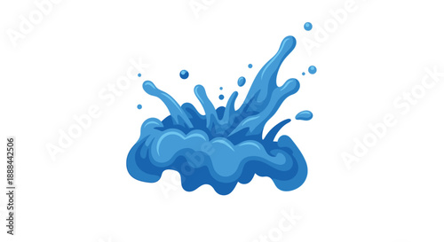 A vibrant blue water splash against a clean white background