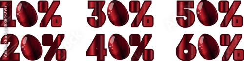 set of Easter percent discount templates with an Easter egg instead of zero with a red gradient, for banners, posters or social media