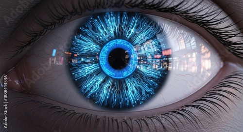High-tech iris with digital reflection