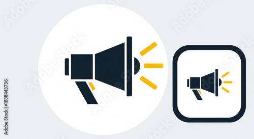 Megaphone icons for communication and announcement purposes on a light background