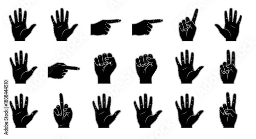 Collection of Silhouette Hand Gestures and Poses for Design and Communication