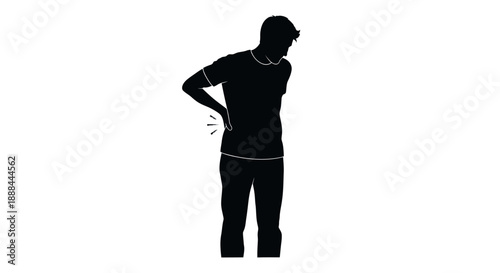 Silhouette of a person with back pain, illustration of discomfort and body ache