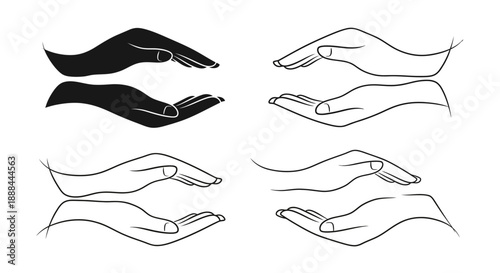 Open Hands Offering Support, Protection, and Care - Clean Vector Graphics