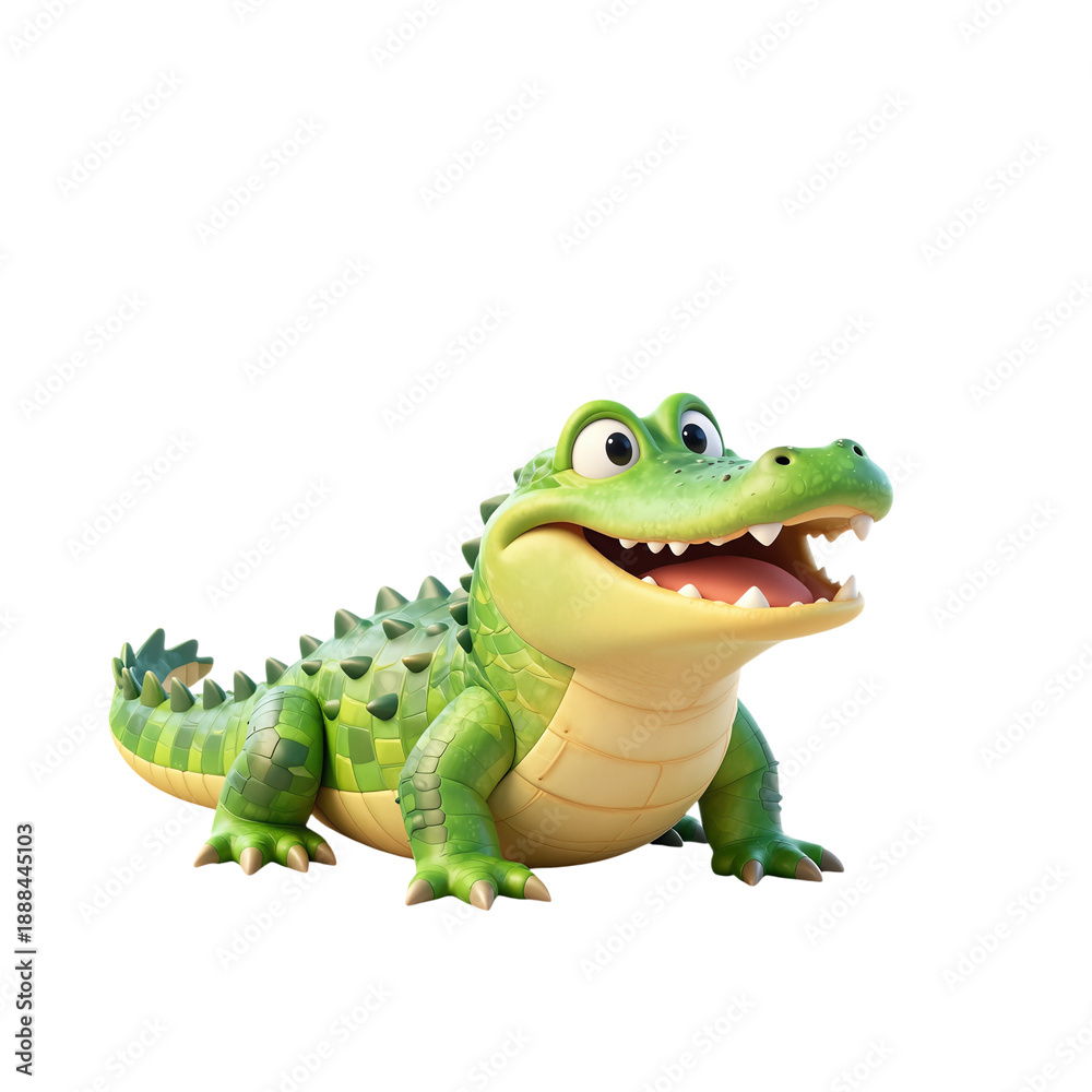Fototapeta premium Cute cartoon crocodile with friendly expression