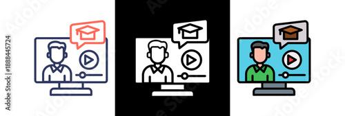 Video Learning triple icon