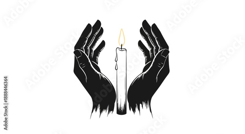Hopeful Hands Cupping a Lit Candle, Symbolizing Guidance, Hope, and Inner Light