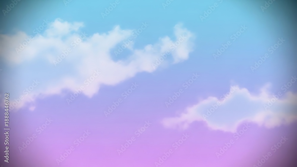Obraz premium Beautiful pastel sky with fluffy white clouds and soft gradient colors
