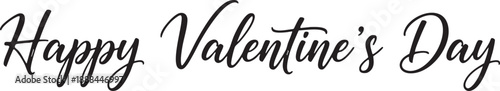 Hand-drawn cursive lettering reading Happy Valentine's Day in a clean black ink script style.