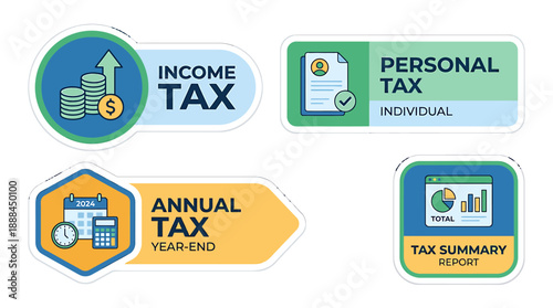 Vector Tax Documentation and Financial Reporting Concepts Illustration Set