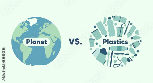Planet vs. Plastics Concept: Environmental Choice Between Nature and Pollution