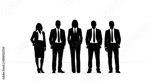 Diverse Business Team Silhouette Standing Together in Formal Attire