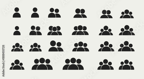 Diverse Collection of People Icons Representing Groups and Individuals