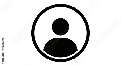 Simple Black Silhouette of a Person in a Circle Icon Vector Graphic for User Profile