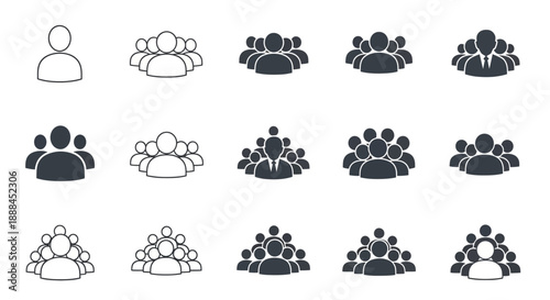 Diverse Group of People Icons Representing Teams, Community, and Organization in Vector