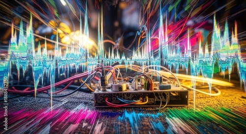 Vibrant neon cityscape at night