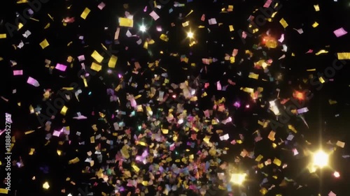 Vibrant Confetti Explosion in Dark Background.