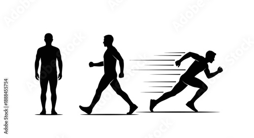 Silhouettes of Human Movement: Standing, Walking, and Running at Speed