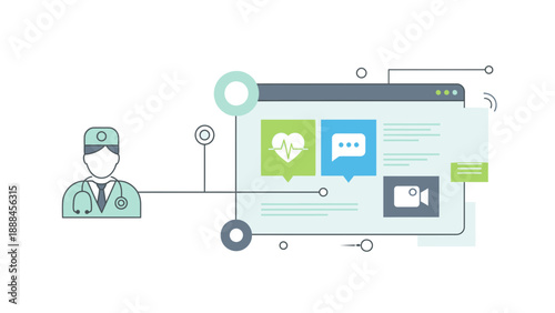 Doctor communicating with patient through telemedicine platform online