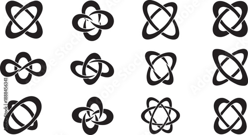 Black and white abstract geometric shapes pattern design