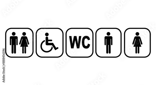 Collection of modern vector icons for restrooms, accessibility, and gender facilities