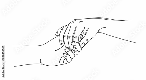 Gentle Hand Holding - Connection and Support Symbol, Minimalist Art