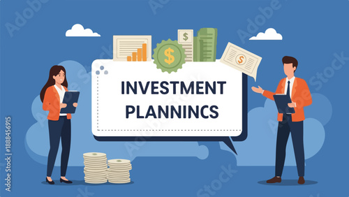 Investment planning concept with two business people