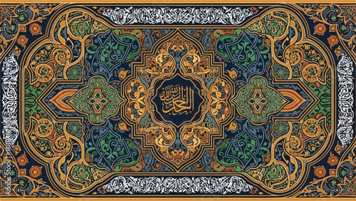Islamic art with intricate patterns and calligraphy