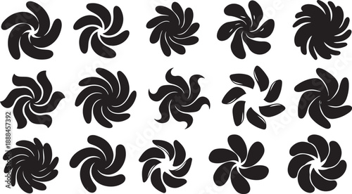 Black and white swirling shapes design elements pattern