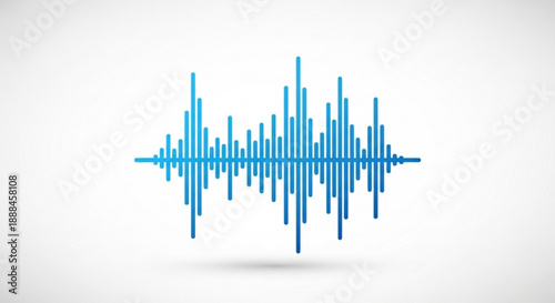 Blue sound wave graphic on white background with subtle shadow effect for audio or music concepts