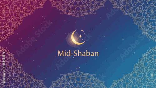 Mid-Shaban celebration background with crescent moon