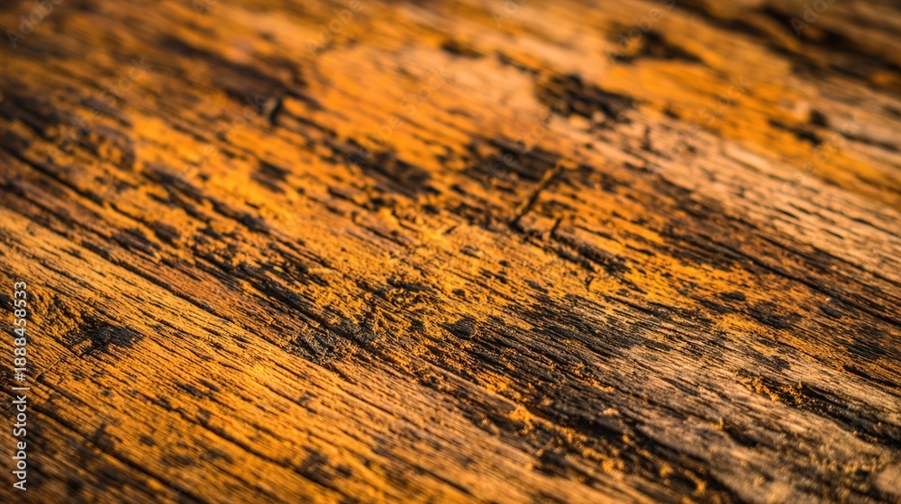 Fototapeta premium timeworn. Close-up of aged wooden surface with rich grain texture and warm amber tones. safety posters, maintenance manuals, designed for industrial assembly lines and welding operations.