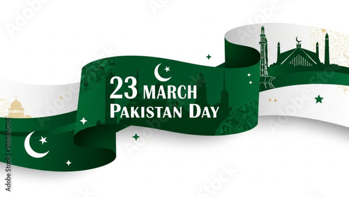 Pakistan Day Celebration on 23 March with Green Ribbon and National Symbols