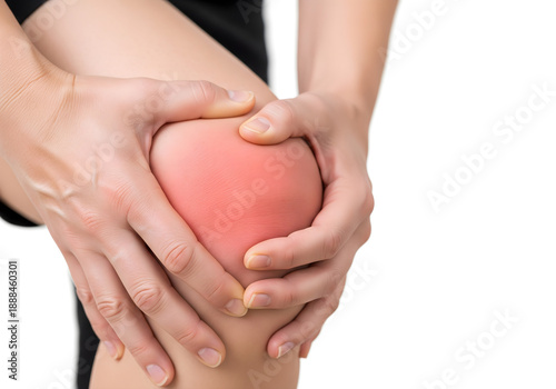 Wallpaper Mural woman holding her painful knee on clean white background closeup Torontodigital.ca