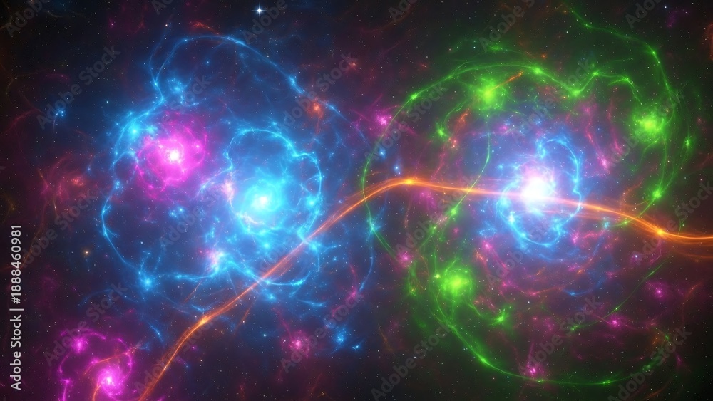 Obraz premium Vibrant cosmic energy flowing through a colorful and abstract nebula in deep space