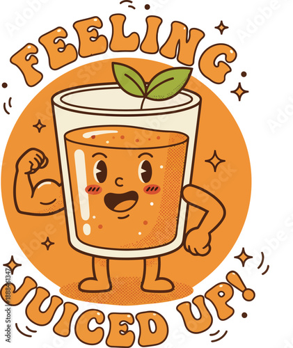 Feeling Juiced Up Funny Muscle Juice Glass Character Illustration