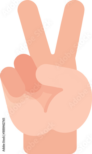 Victory Hand Gesture Close Up Flat Vector