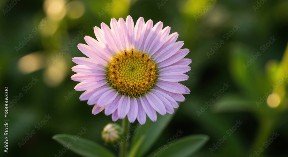 Fototapeta premium Close-up of a pink and yellow flower with green bokeh background