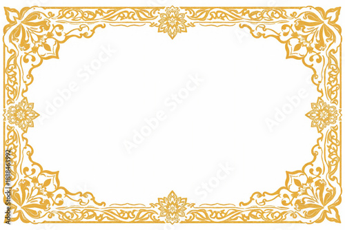 Islamic Arabic Arabesque Ornament Border Luxury Abstract White Background with Geometric pattern and Beautiful Ornament. 3d rendering.