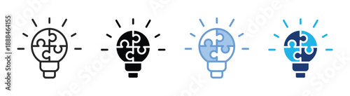 Problem solving icon set multiple style collection