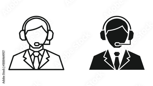Customer support representatives wearing headsets