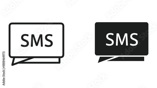 Sms message icon set on white background