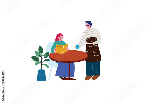 カフェで注文する女性