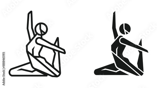 Yoga pose illustration in simple line art and solid fill