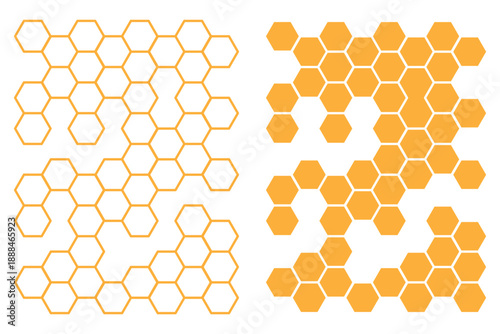 honeycomb icon set. honeycomb or hexagon pattern.