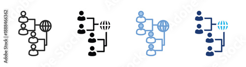 Network icon set multiple style collection
