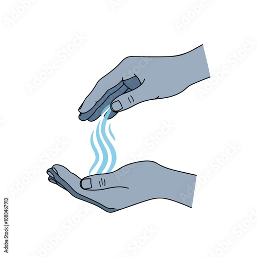 Hand Sanitizer or Liquid Transfer Between Palms