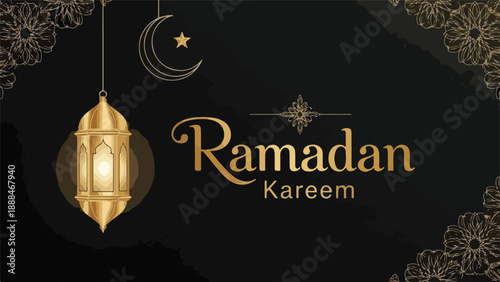 Ramadan Kareem greeting with lantern