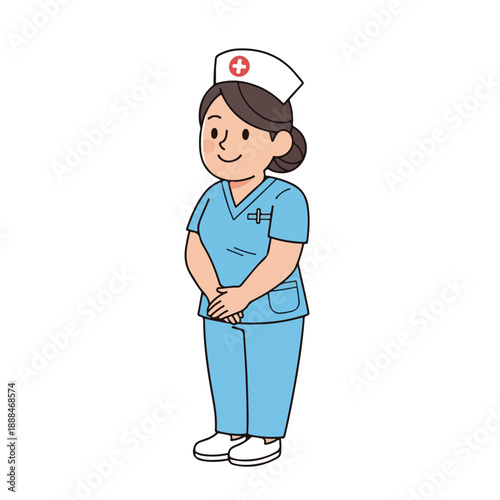 Nurse in Uniform Standing Smile