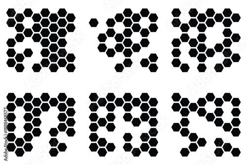 simple black polygon pattern. simple honeycomb pattern on isolated background.